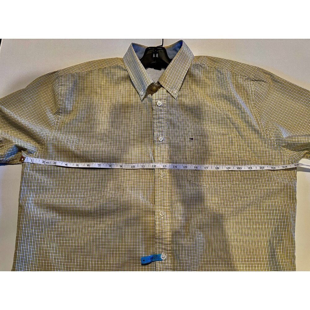 Tommy Hilfiger Men’s Yellow & White Micro Check Button Front Shirt XL 50” Chest - Picture 4 of 7